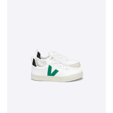 Veja V-10 LACE CWL Tenisky Detske White/Green | SK 849CTV